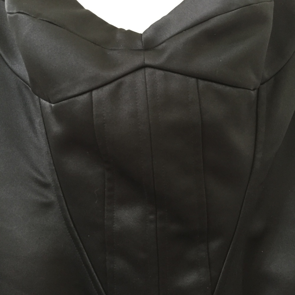 NWOT BCBG MaxAzria Black Lace Up Corset Style Chiffon Dress Retail $375 - Picture 5 of 8